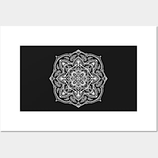 White on black Mandala Posters and Art